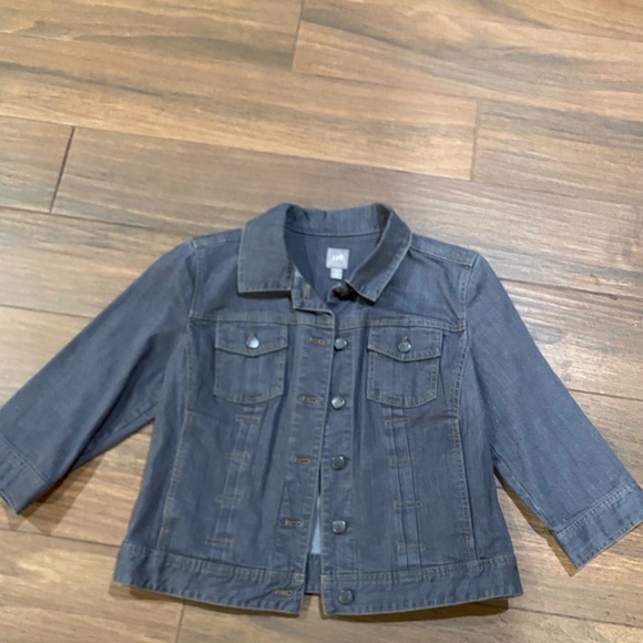 J Jill gray denim jacket with 3/4 sleeves- size small- - Picture 1 of 3